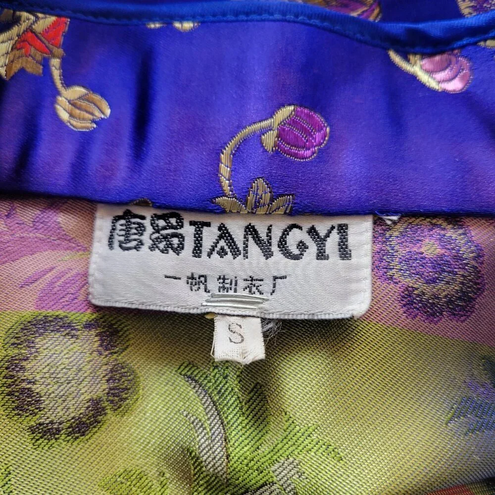 Tangyi Vintage Asian/Japanese Custom-made Floral Purple Dress (Size: S)
